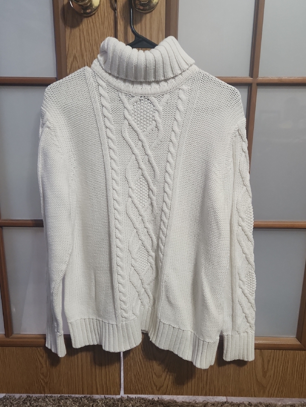 Eddie Bauer Womens Turtleneck Cable Knit Sweater - Cream Size XL